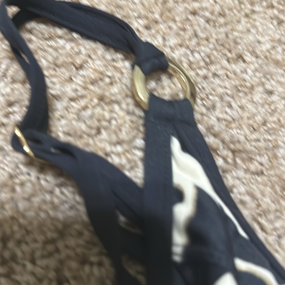 Tara Grinna swim top. tag 32-36d Beige/black pattern in gold, adjustable straps. - Picture 3 of 7